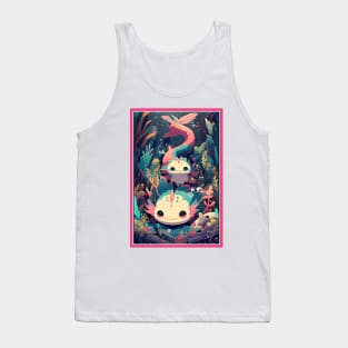 Cute Axolotl Anime Art Design | Cute Animals | Axolotl Hentaii Chibi Kawaii Design Tank Top